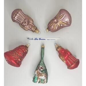 Vintage Lauscha Glas Creation Antique Retro Ornaments 5 Pieces PB161